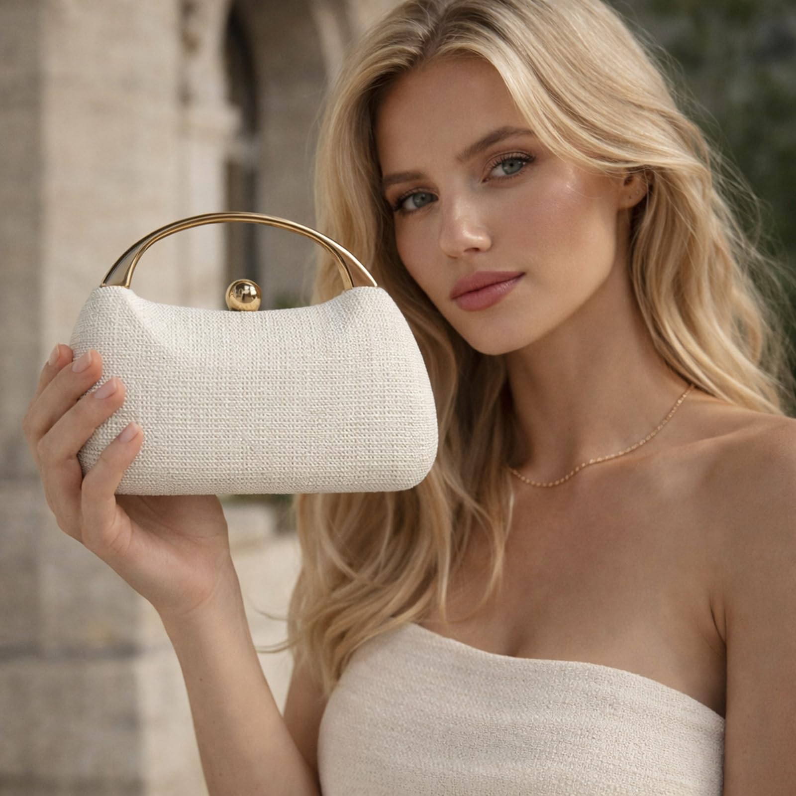 Bolso de mano de playa elegante en paja para mujer