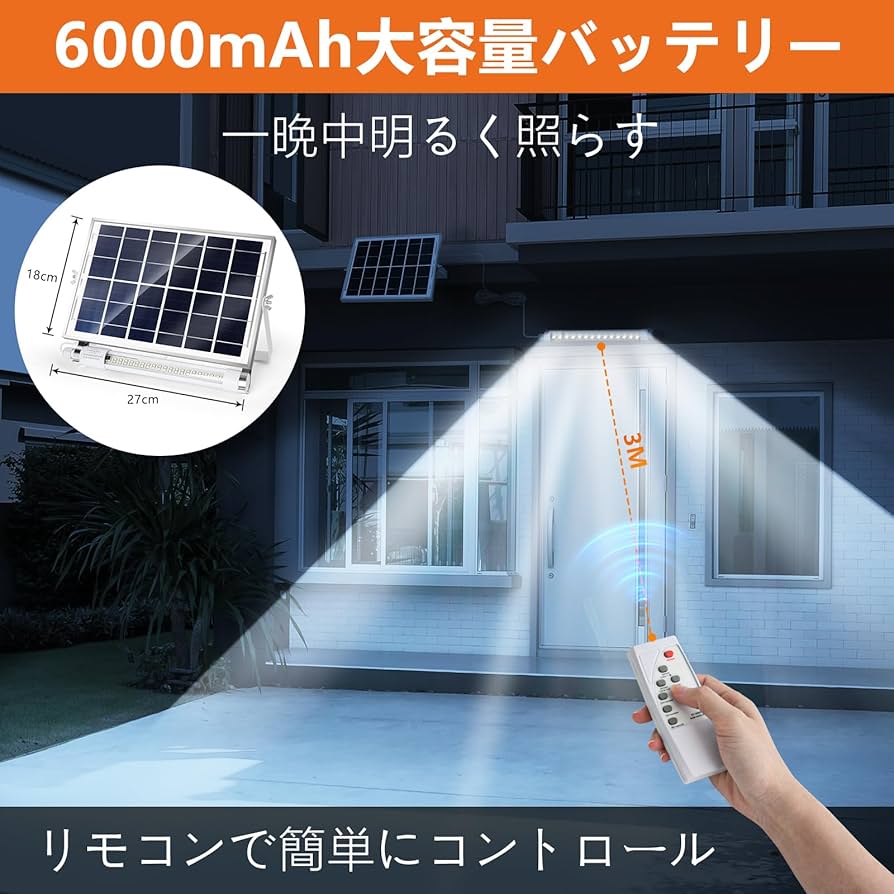 Amazon.co.jp : 日能 ソーラーライト 屋外 6000mAh大容量 一晩中
