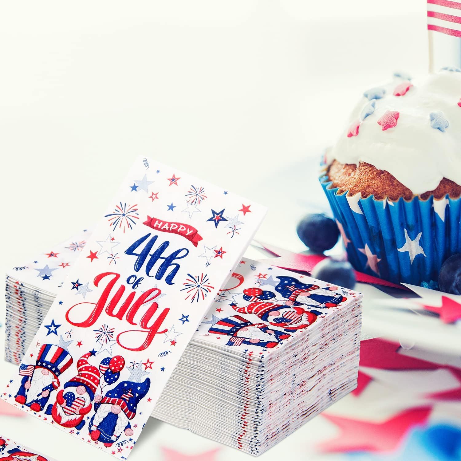 200 servilletas decorativas del 4 de julio, servilletas de papel desechables para el Día de los Caídos, para el Día de la Independencia, 4 de julio, suministros de fiesta