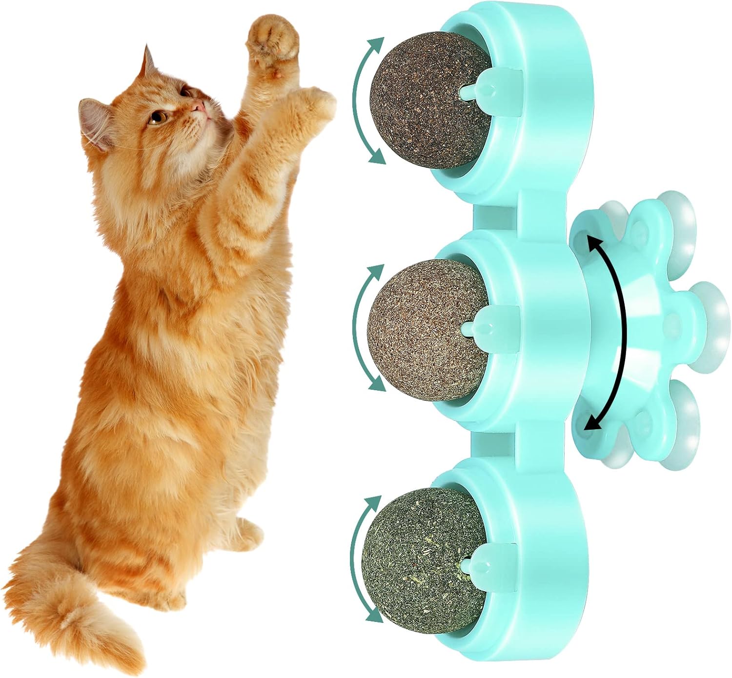 Chutoral 3in1 Windmill Catnip Balls Toy Rotatable Licking Treats Toys