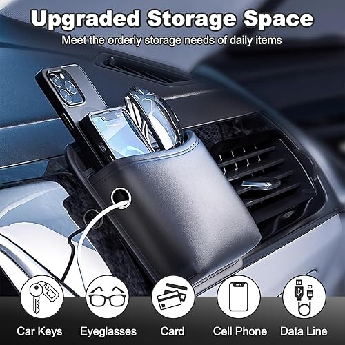 Miniatura 3 de 2 organizadores de bolsillo lateral para automóvil, bolsa de almacenamiento universal de cuero para teléfono celular, cartera, llaves, lentes,