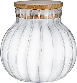 Tuut, Linha Bambu, Baleiro Hermético Canelado de Vidro Borossilicato, 500ml