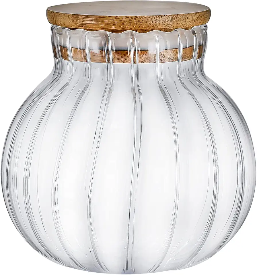 Tuut, Linha Bambu, Baleiro Hermético Canelado de Vidro Borossilicato, 500ml