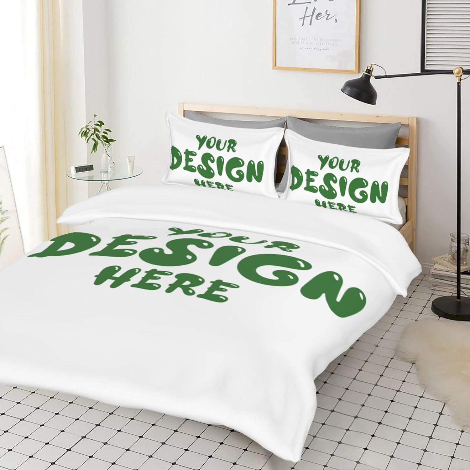 Custom Comforter Set Add Your Text Personalized Bed with 2 Pillowcases for Family Bedclothes Gifts Queen, Queen (90''x90'' /229x229cm)