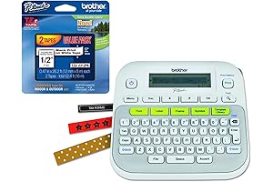 Brother Printer Compact Label Maker Value Pack with 2 Tapes (PT-D210)(TZE2312PK)
