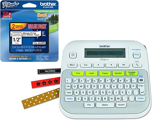 Brother Printer Compact Label Maker Paquete de 2 cintas (PT-D210) (TZE2312PK)
