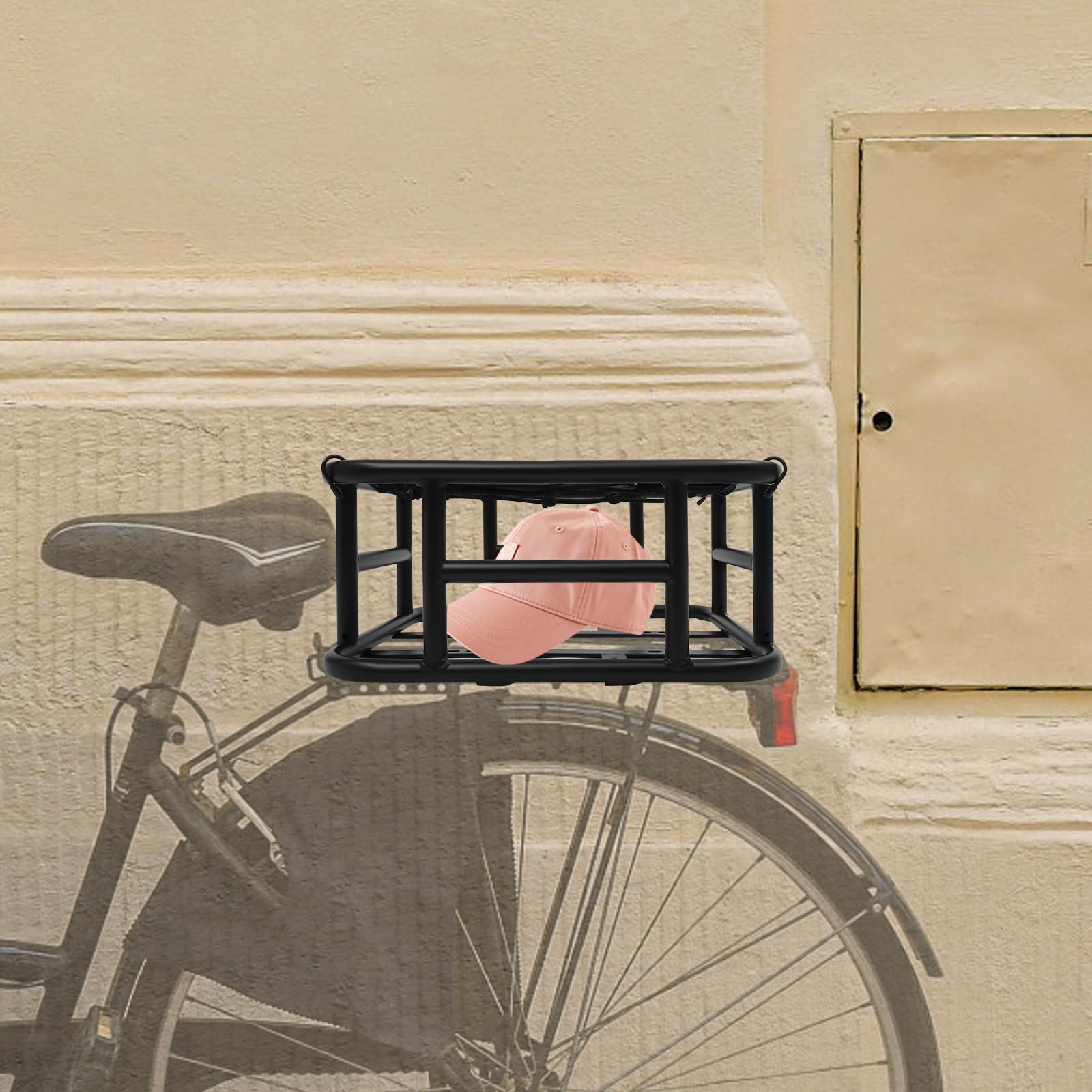 Cestino posteriore per bicicletta, grande, in metallo, rimovibile, per portapacchi