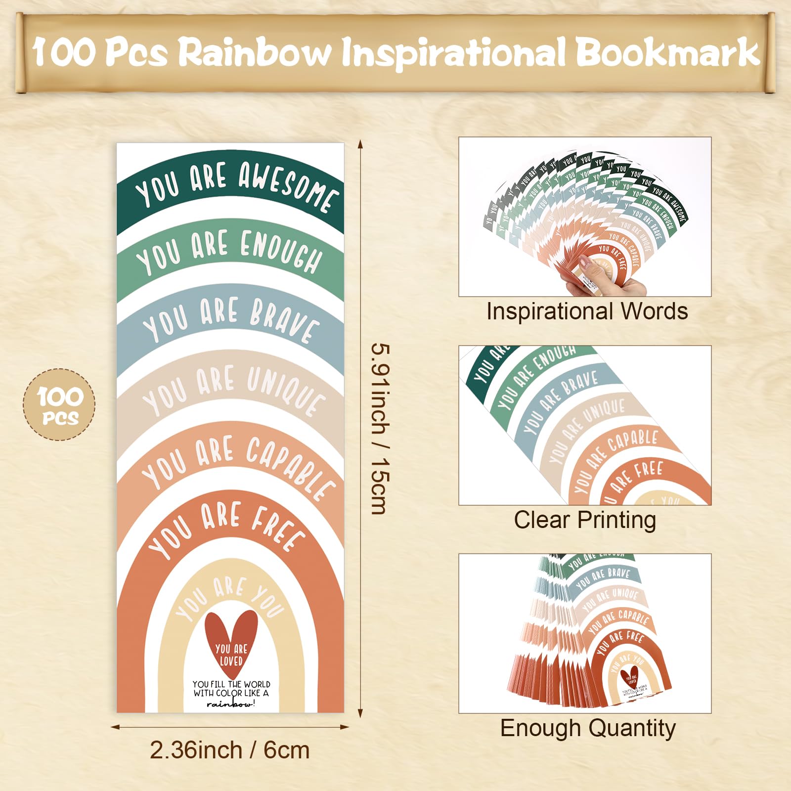 Snapklik.com : TaoBary 100 Pcs Inspirational Bookmarks Bulk Mental ...