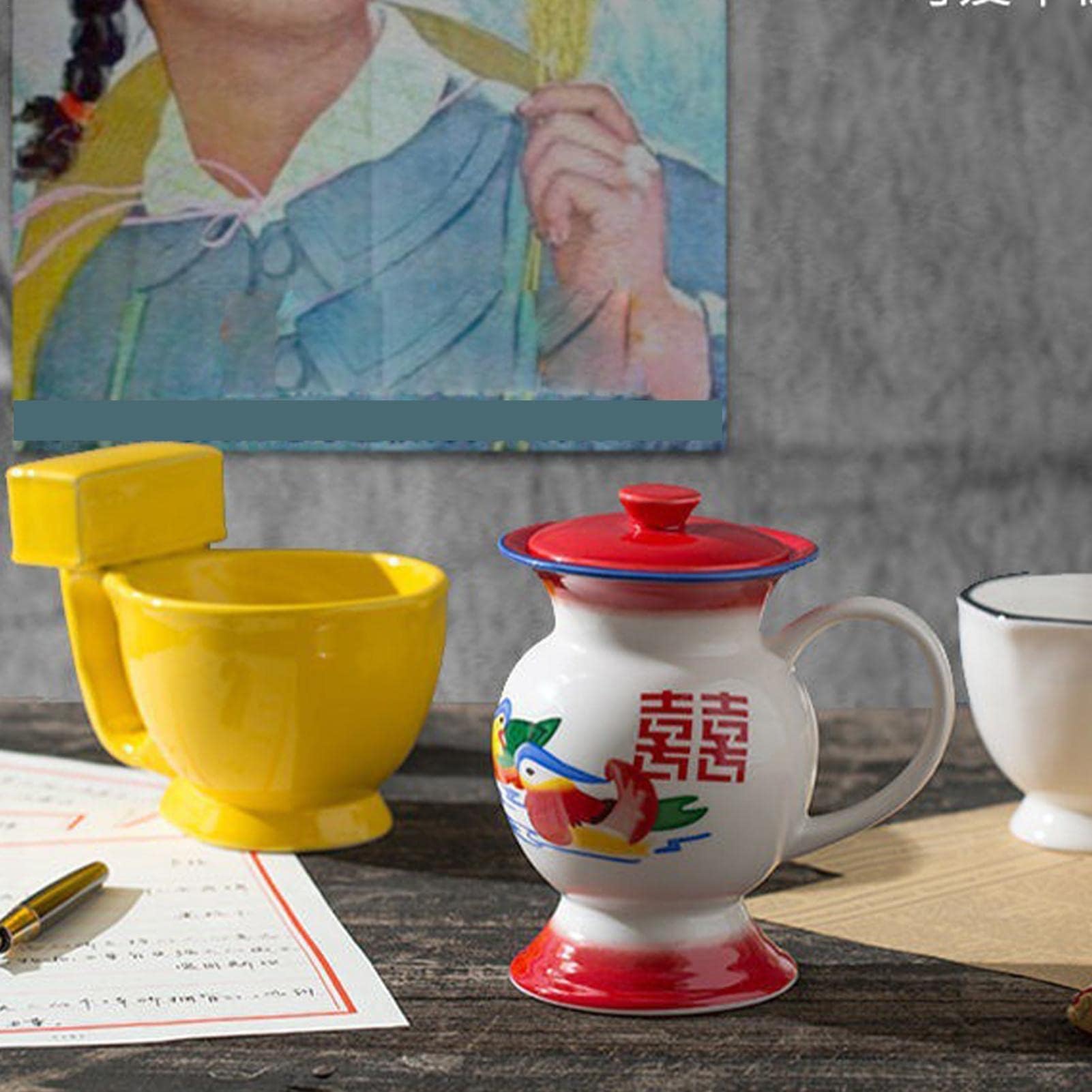 Generico Tazza Ceramica Alta con Manico Grande Capacità 400ml per Caffè Tè Latte e Bevande Calde Design Moderno e Funzionale per Colazione e Regali