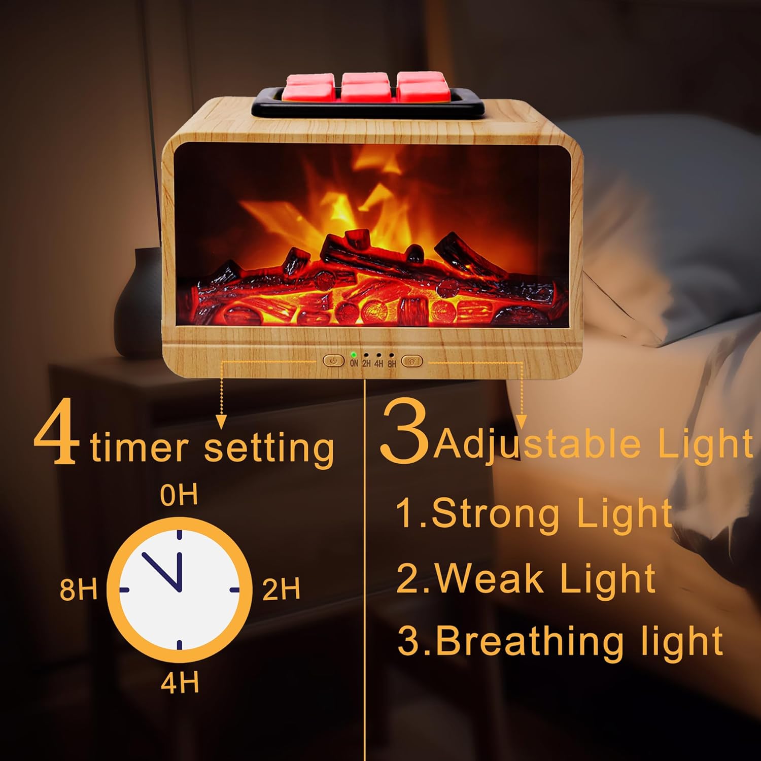 Fireplace Wax Melt Warmer, Thanksgiving Fall Decorations for Home, Cute Wax Warmer for Scented Wax, Birthday Gifts for Women Mom（Wooden）