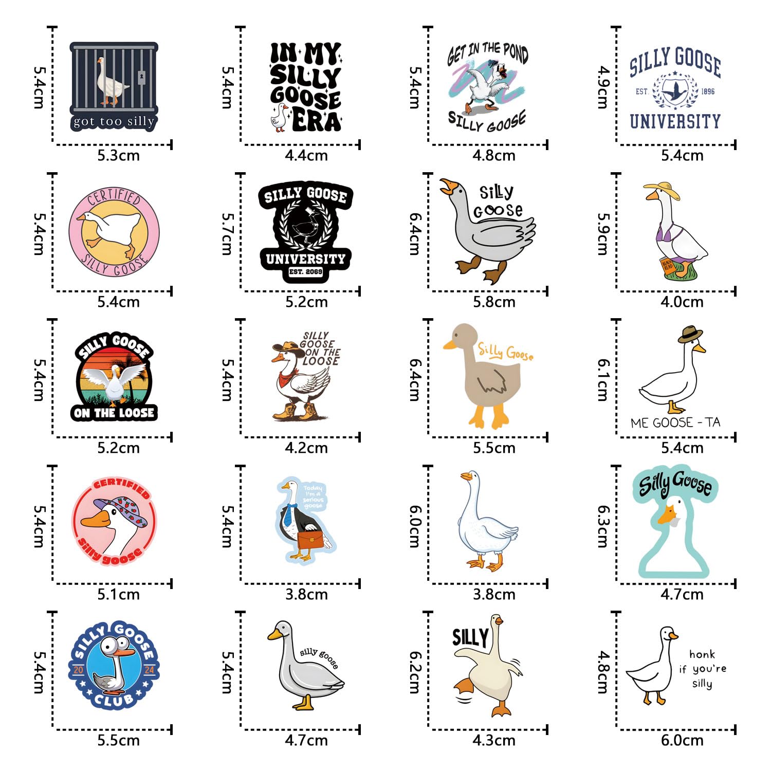 Confezione da 120 adesivi a forma di oca sciocca, in vinile, impermeabili, per bottiglie d'acqua, laptop, telefono, skateboard, scrapbooking, regali per bambini, adolescenti, adulti, fan per feste