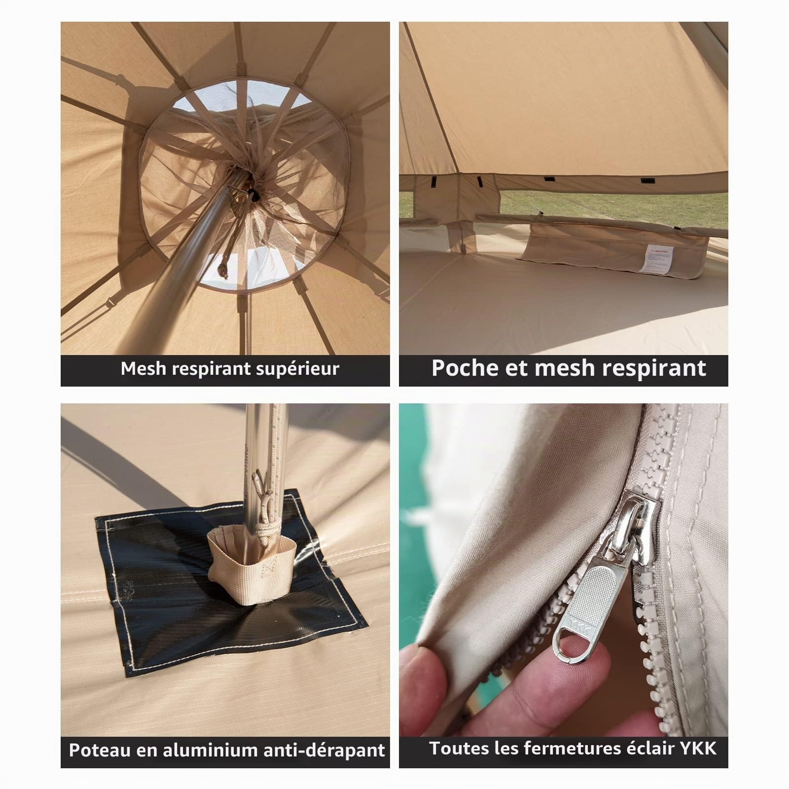 Naturehike Tente de Camping pour 2 à 12 Personnes Tente de Camping tipi pyramidale Indienne en Coton pour Les campings, Les déplacements en Voiture, Les réunions de Famille