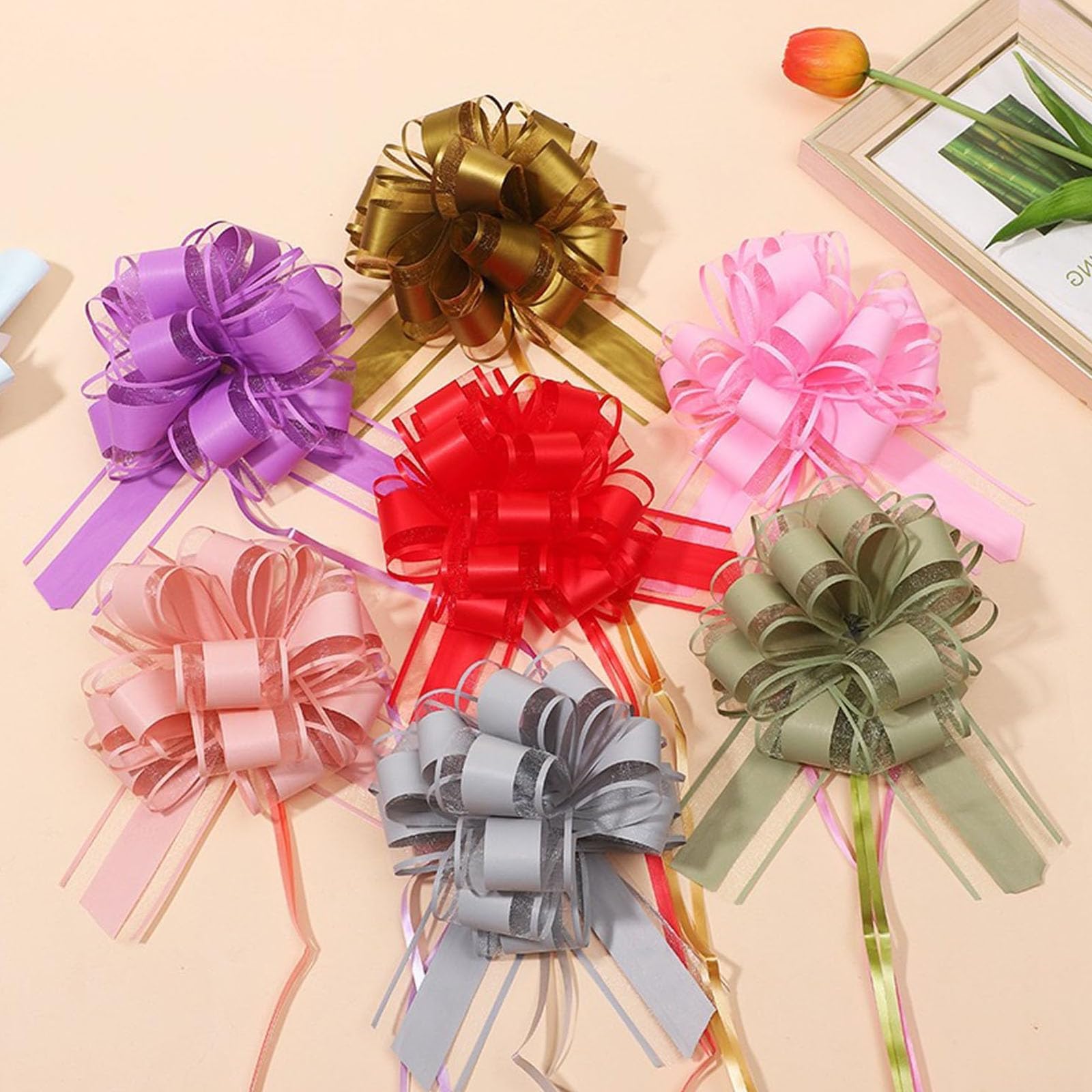 16 Fiocchi Regalo Arcobaleno In Poliestere | Nastro Colorato Per Pacchi, Bottiglie, Bomboniere E Feste