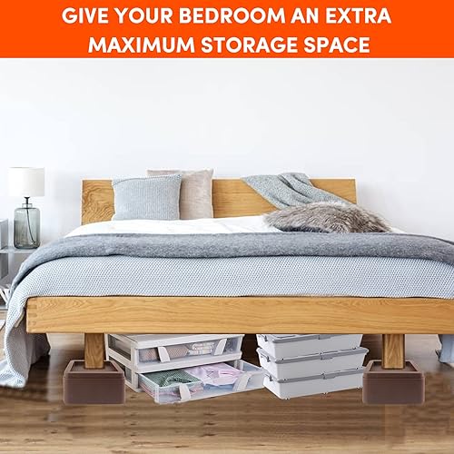 Miniatura 4 de Elevadores de cama de gran tamaño, resistentes, apilables, paquete de 4, elevadores de muebles para sofás de 3 pulgadas o 6 pulgadas, soporta hasta