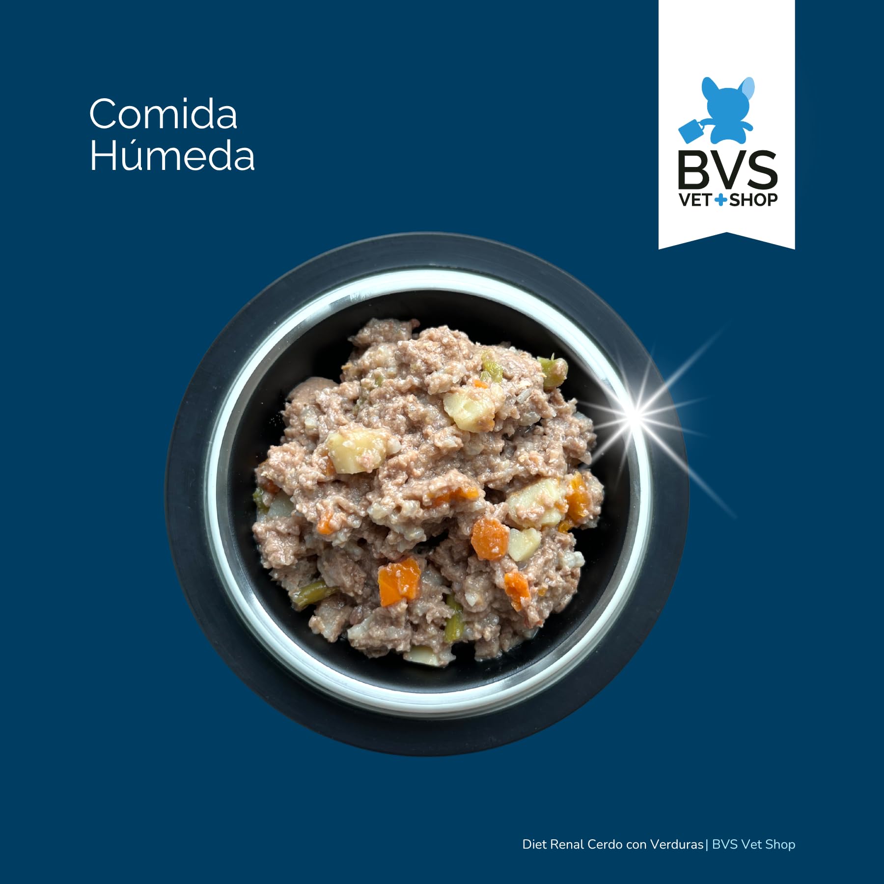 BVS Vet Shop | Diet Renal Cerdo con Verduras Lata para Perros | Adecuado para apoyar la función renal, con Aceite de salmón y prebióticos | 6 unid. x 400 gr
