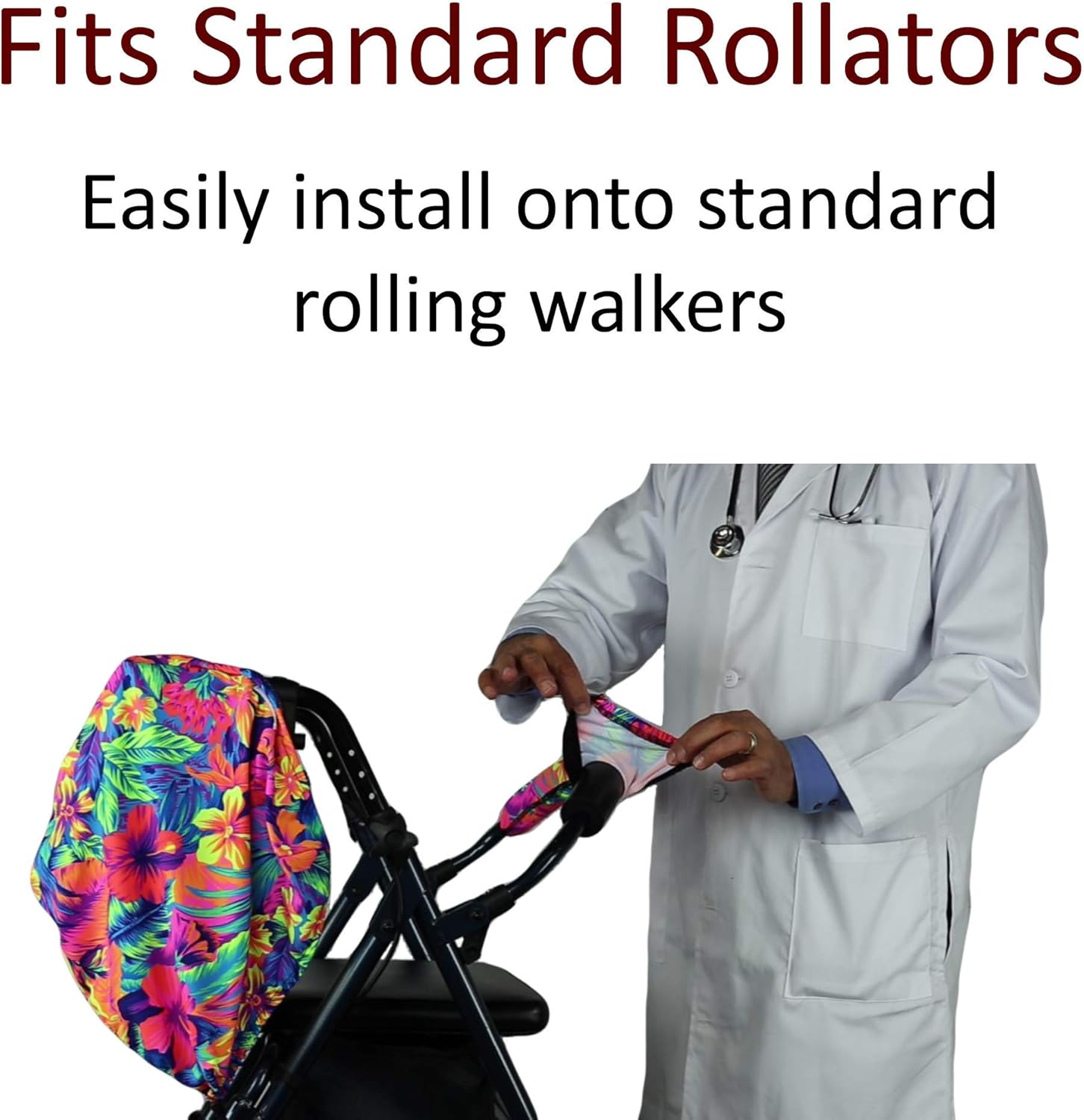 Crutcheze Rollator Cover & Black Hand Pads Set - Comfort & Fashion for Your Rollator - Made in USA Padded Hand Grips and Cover : Health & Household