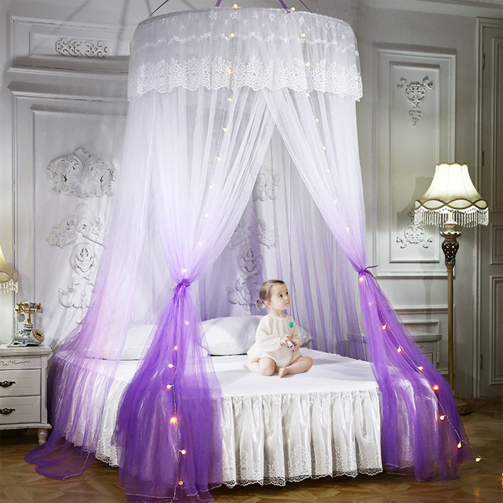 Amazon｜Yangweng 蚊帳 天蓋 吊り下げタイプ 天蓋カーテン 防蚊 昆虫