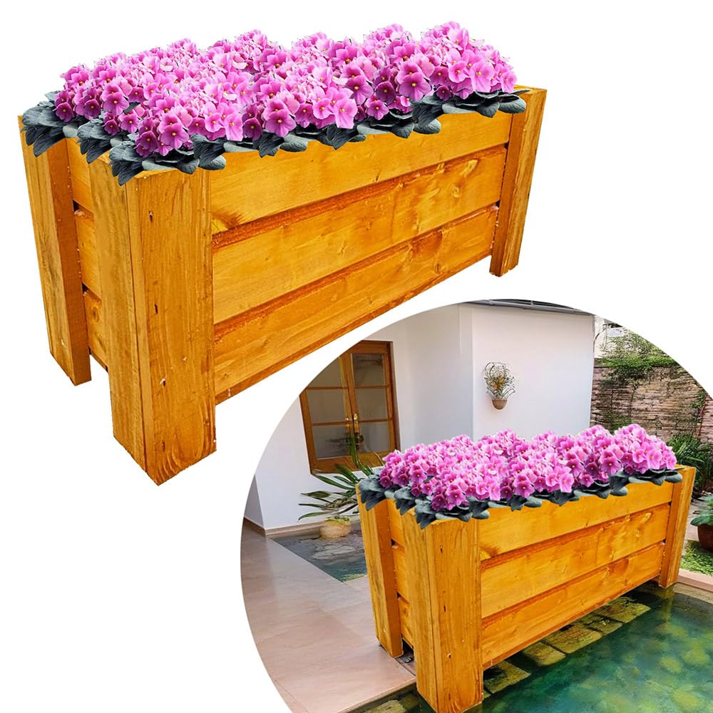 YOURSGARTEN Blumenkasten aus Holz Pflanzkasten| Pflanzkbel aus Holz|  Blumenkbel| Ohne Montage, 80x30x34cmH- F: Orange: Amazon.de: Garten