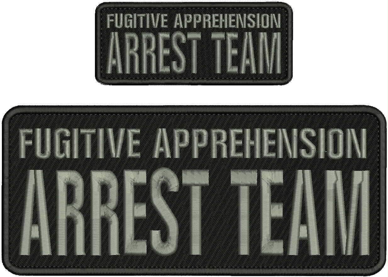 Fugitive Apprehension Arrest Team Patch 4X10 & 2X5 Hook ON Back Black/Gray - Embroidery Patch for Jacket Hat Backpack
