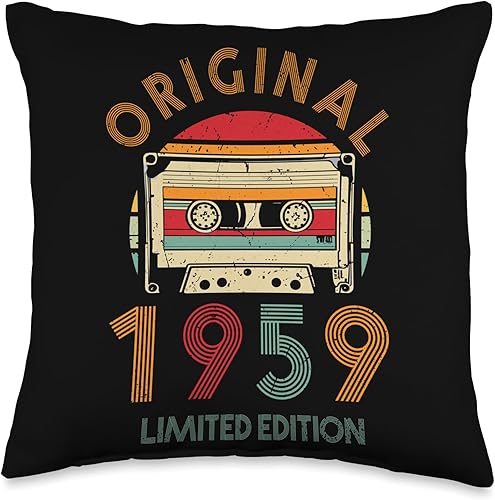 Retro Limited Edition 1959 Cassette Tape 65th Birthday Throw Pillow