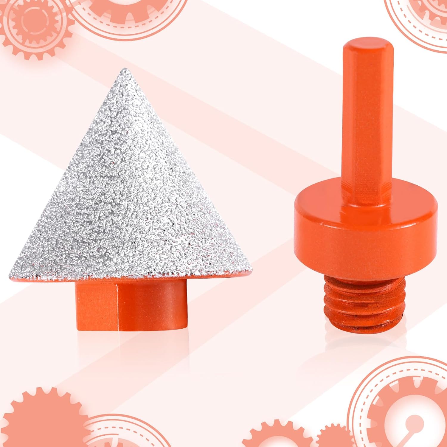 Diamond Beveling Chamfer Bits, 2in Diamond Cone Tile Bit Enlarging Trimming Holes 5/8"-11 Thread Conical Diamond Grinding Drill Bit for Porcelain Ceramic Granite Marble Tiles