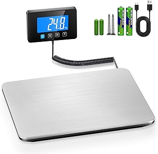 Digital Parcel Scales 200 kg / 10 g Accuracy, Platform Scales & Postal Scales with LCD, Tara/Hold, USB-C & Batteries, Digital Scales for Warehouse, Office, Home, Letter Scales for Small Businesses