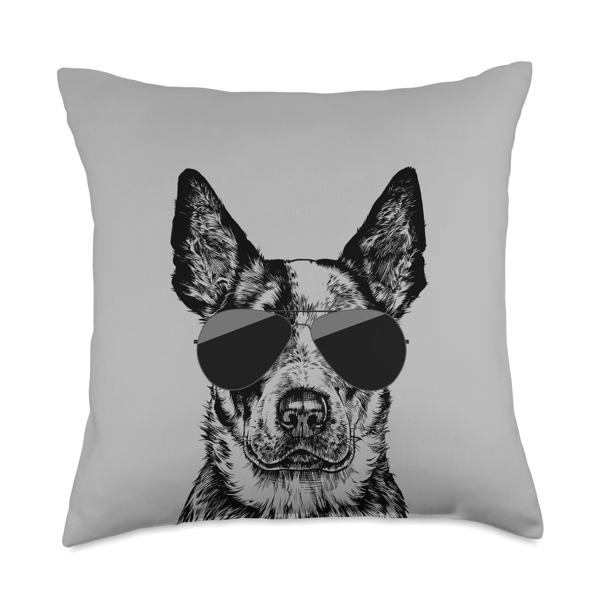 Blue Heeler Australian Cattle Dog with Sunglasses Throw Pillow