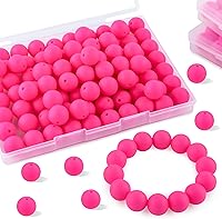 Vista 26 de Sunrony 70 cuentas de silicona para hacer collares, cuentas redondas de silicona a granel de 0.591 in para bolígrafos (negro)