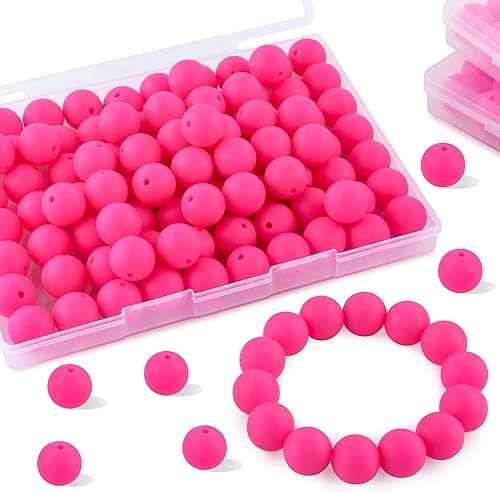 Miniatura 26 de Sunrony 70 cuentas de silicona para hacer collares, cuentas redondas de silicona a granel de 0.591 in para bolígrafos (negro)