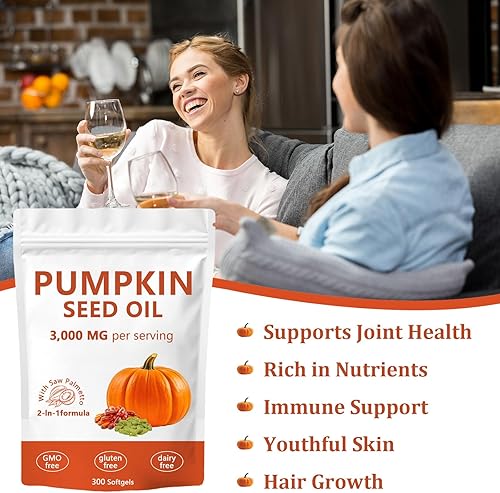Miniatura 5 de Cápsulas de aceite de semilla de calabaza, aceite de semilla de calabaza 2 en 1 con palma enana, suplemento puro y natural, crecimiento del cabello,