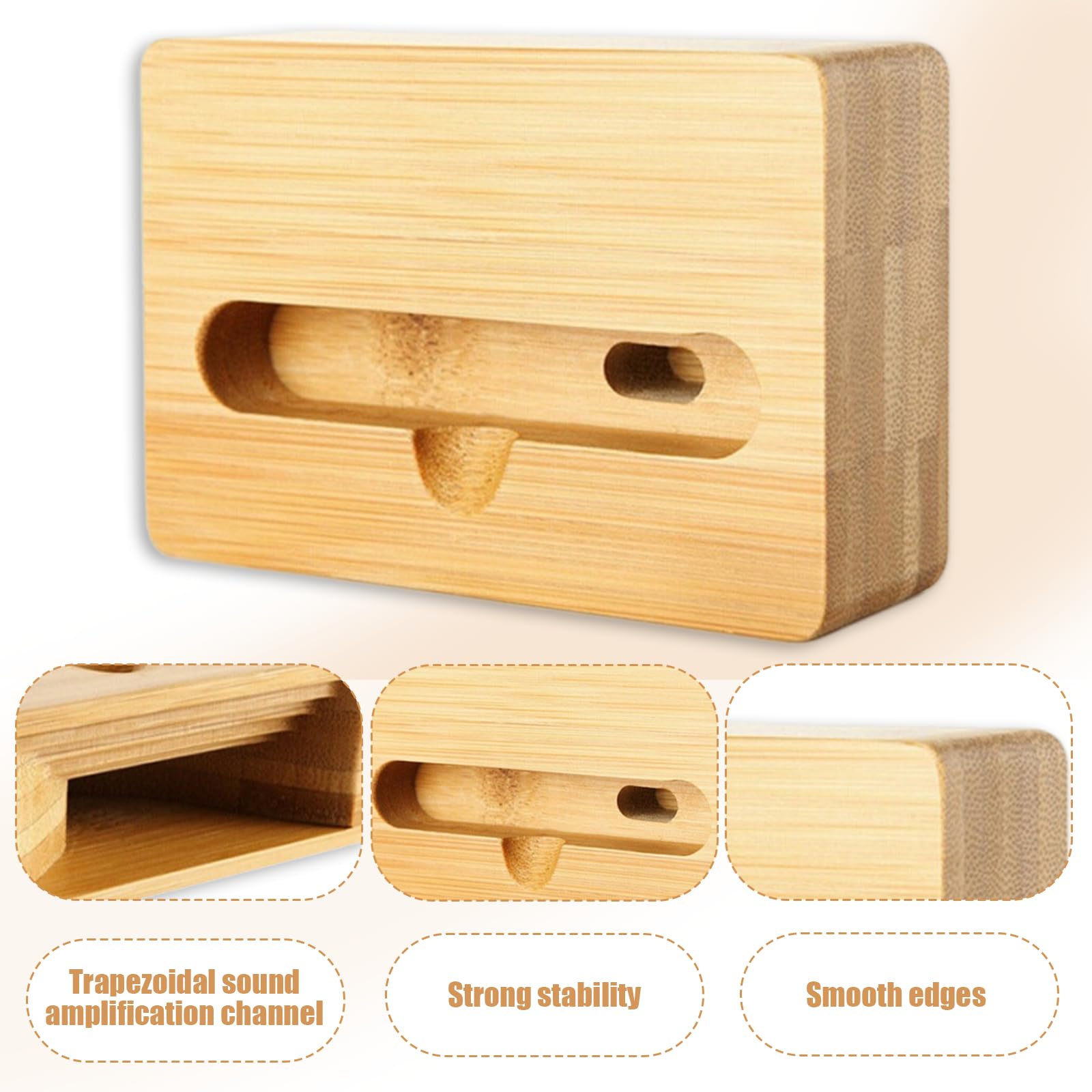 1 Stück Handy-Verstärker Tragbarer Holzlautsprecher Universeller Handyhalter Natürliche Lautsprecherbasis Desktop-Dekoration Standbox Geeignet Für Büro Wohnzimmer Schlafzimmer Arbeitszimmer