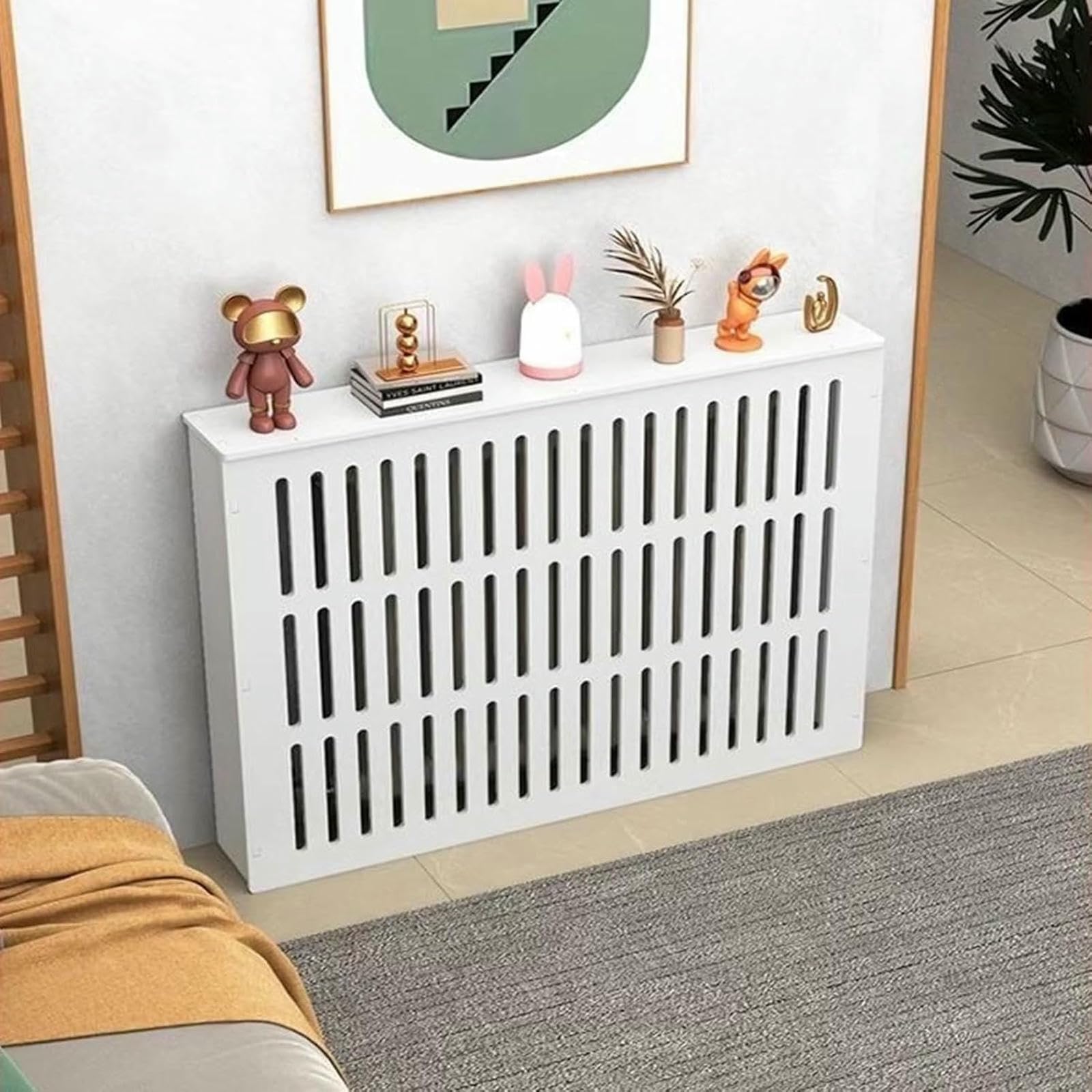 Estante para radiador blanco en habitaciones de diseño minimalista