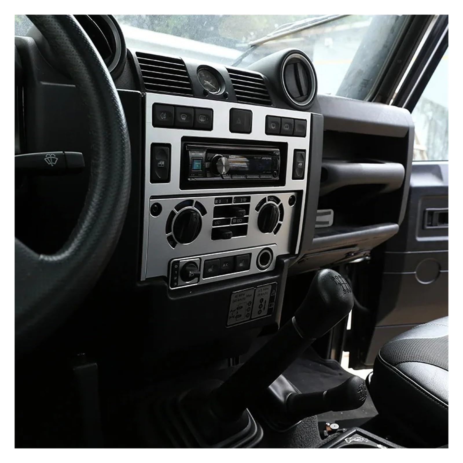 Mascherina Autoradio Cornice Stereo Autoadesivo Decorazione Pannello Controllo dell'Aria Condizionata Console Auto Lega Alluminio per Land per Rover per Defender 110 2008-2018