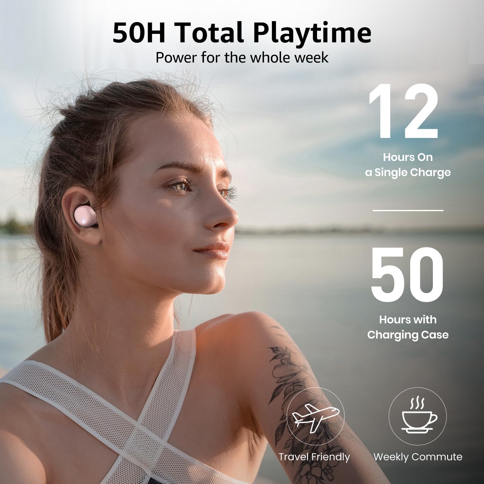 TOZO T6 Wireless Earbuds Bluetooth 5.3 Stereo Sound in Ear Headphones view 8