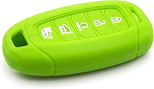 Funda protectora de silicona de 5 botones para llave inteligente, accesorios compatibles con Hyundai Palisade 2020 2021 (verde)