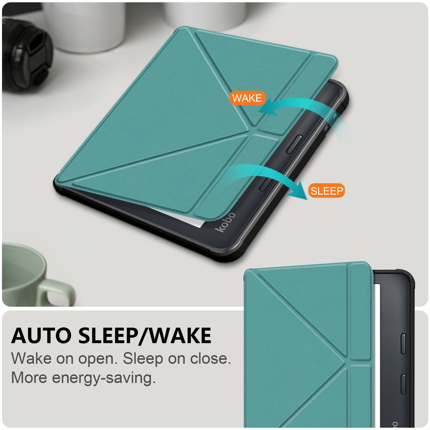 Custodia Kobo Libra Colour 2024 Libra 2 2021 Vision 6 2021 7 Pollici eReader Ultra Sottile Cover Supporto Verde