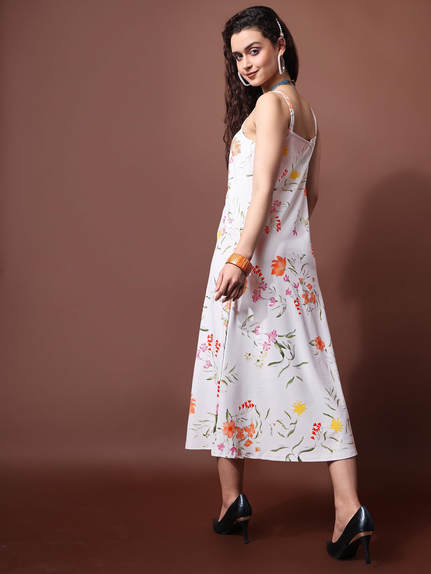 Purvaja Womens Fit & Flare Knee Length Dress (Wini-060-Lris_White_Large)