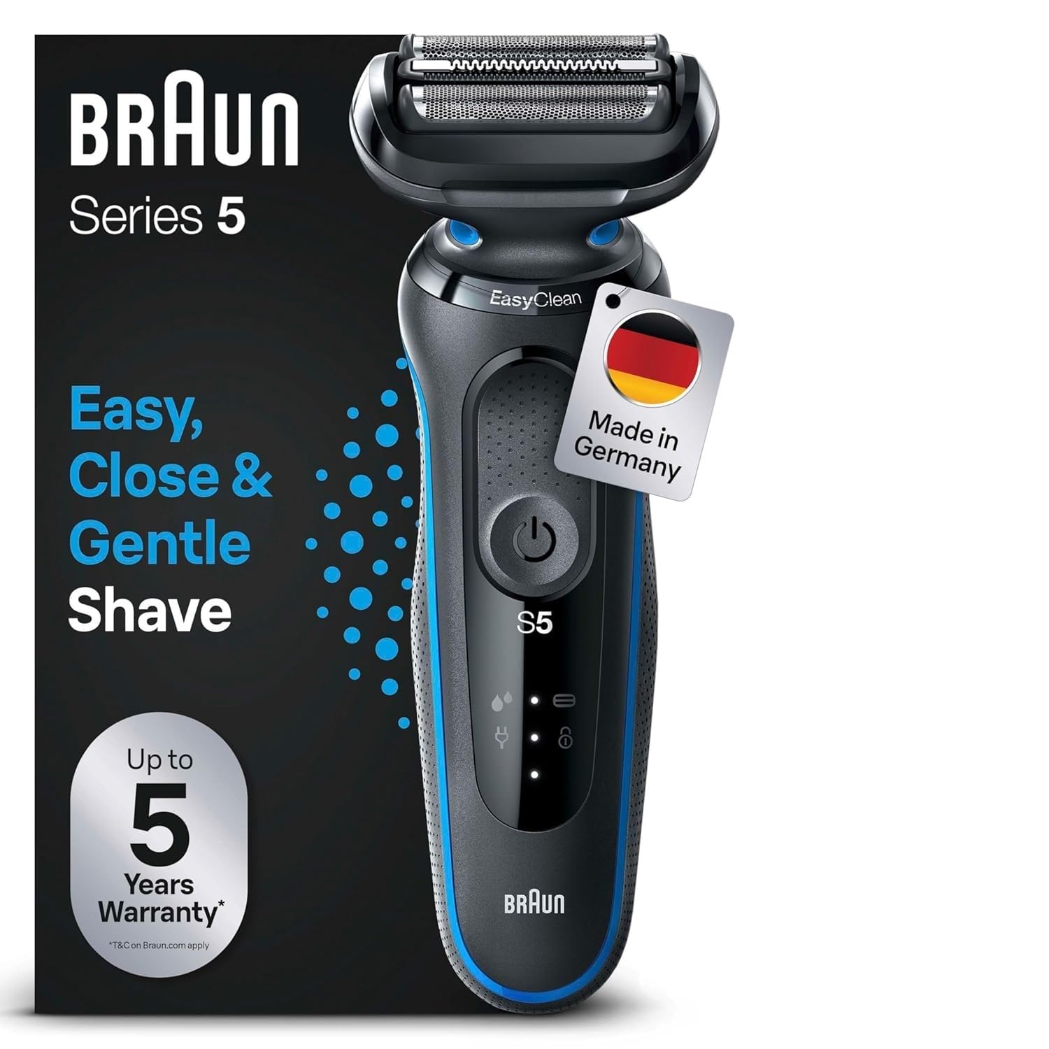 Braun Yeni Seri 5 B1000s Kablosuz Tıraş Makinesi, AutoSense, EasyClean, EasyClick, Islak & Kuru