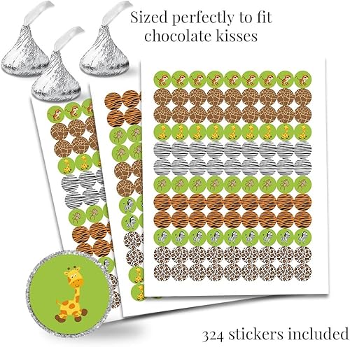 Miniatura 6 de Let's Get Wild Jungle - Kit de calcomanías para fiesta de cumpleaños de 429 piezas. Incluye 60 2 calcomanías circulares para recuerdos y bolsas de