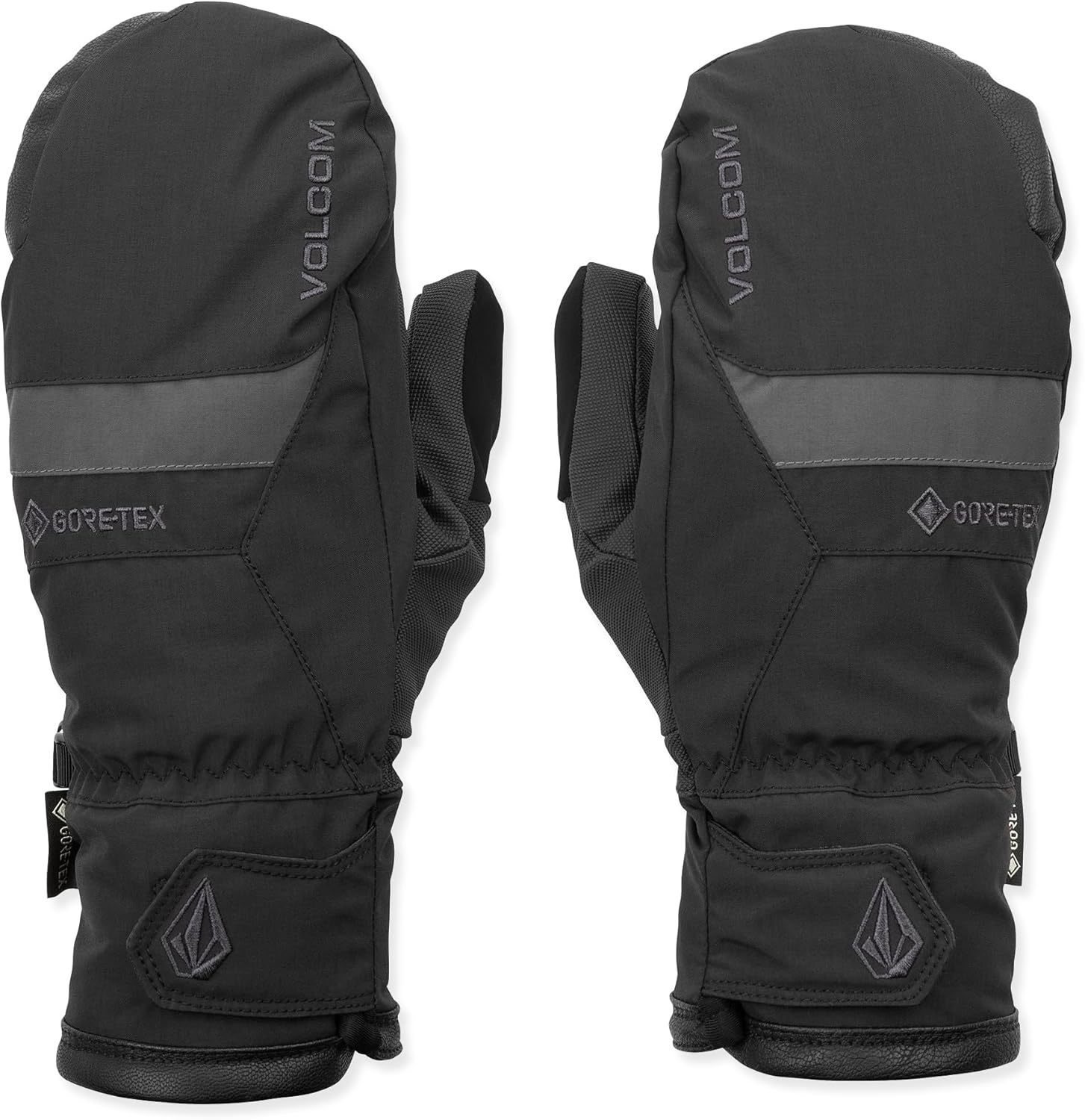 Volcom Men's Stay Dry GORE-TEX Snowboard Mitts – Waterproof Insulated Mittens Grip Palm, Black, X-Large