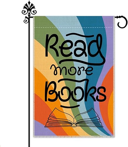 Miniatura 10 de Hafhue Bandera de jardín de bienvenida con texto en inglés "If You Have A Library And A Garden", de doble cara de 12 x 18 pulgadas, para decoración