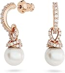 Swarovski Originally Pearl Drop Earrings, Clear Stones in a Rose Gold-Tone Finished Setting, Part of the Swarovski Originally Collection