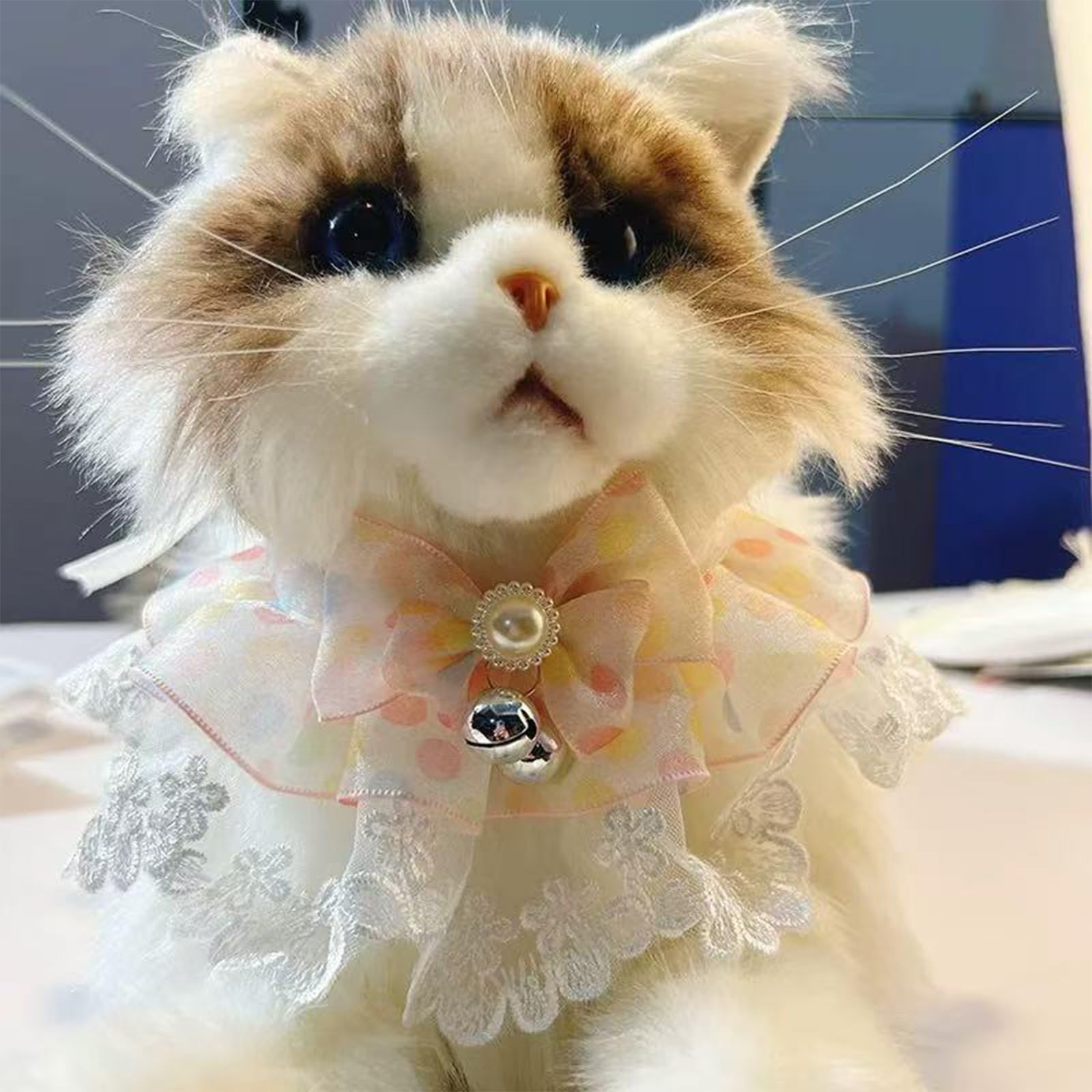 Blue Pet Lace Collar Dog Cat Collar Pet Neck Scarf with Bow for Puppy Cat Costume Supplies M - Image 3