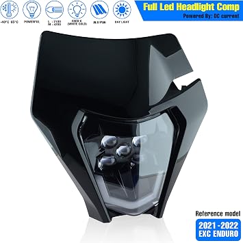 Dirt Bike Headlight Dirtbike LED Headlights Kit Motorcycle Head Lamp Light Kit Universal for Most Dirt Pit Enduro Bike Motorcycle Headlamp Frontlight for ATV (Black)
