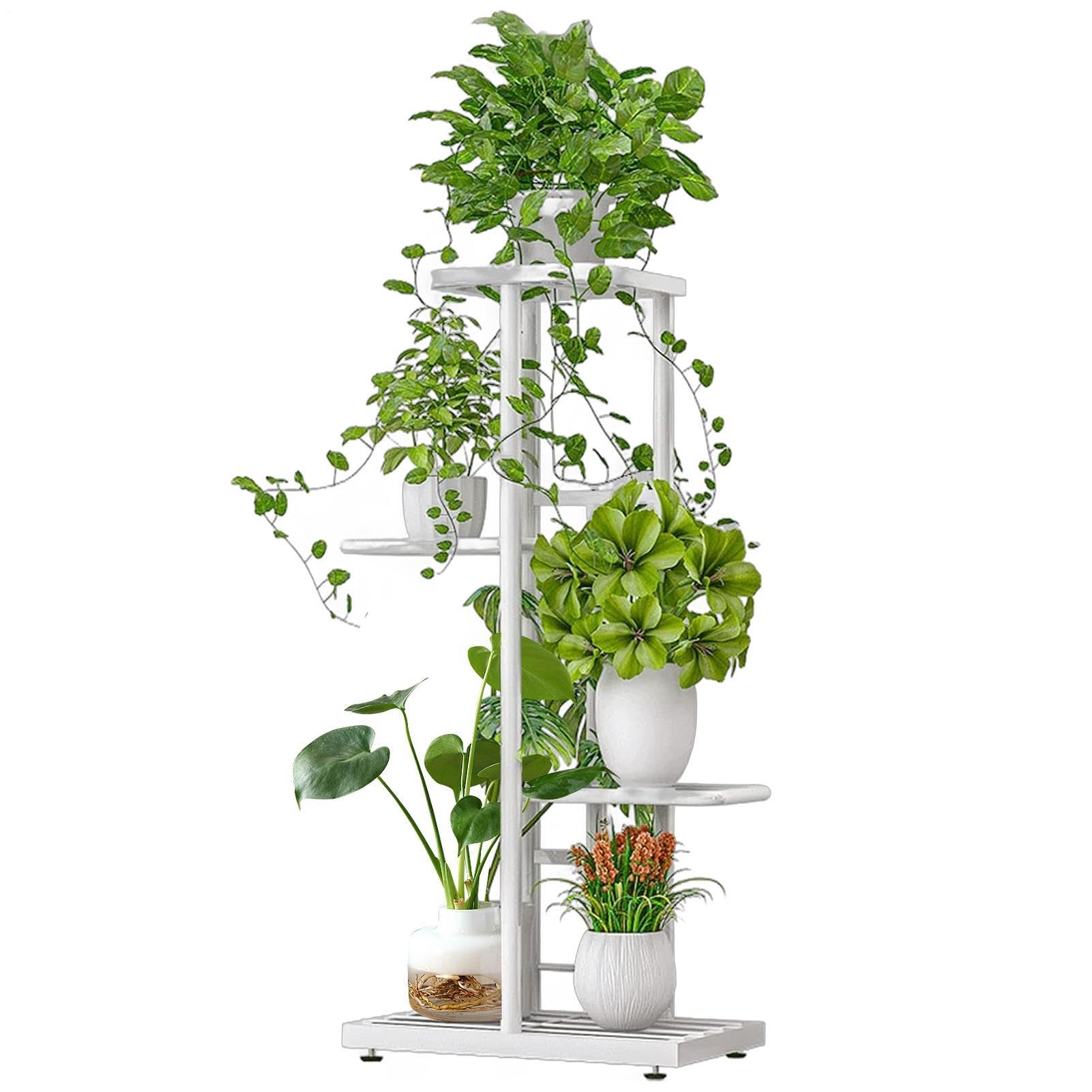 Supporto per piante da esterno, scaffale metallico a 4 livelli, risparmio energetico | Portavasi per interni ed esterni: giardino, patio, balcone, ingresso
