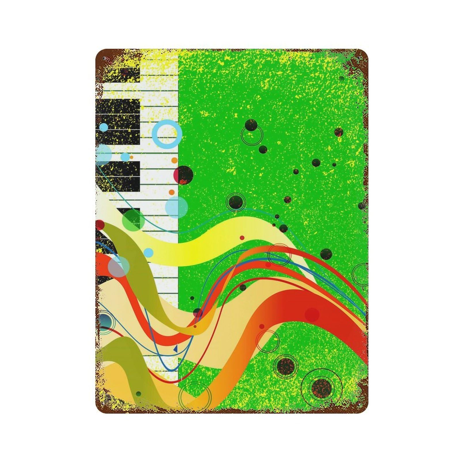 Jazz Musical Background Rust Effect Tin Sign 15.7"x11.8", Novelty Wall Decor for Garage, Pub Or Kitchen