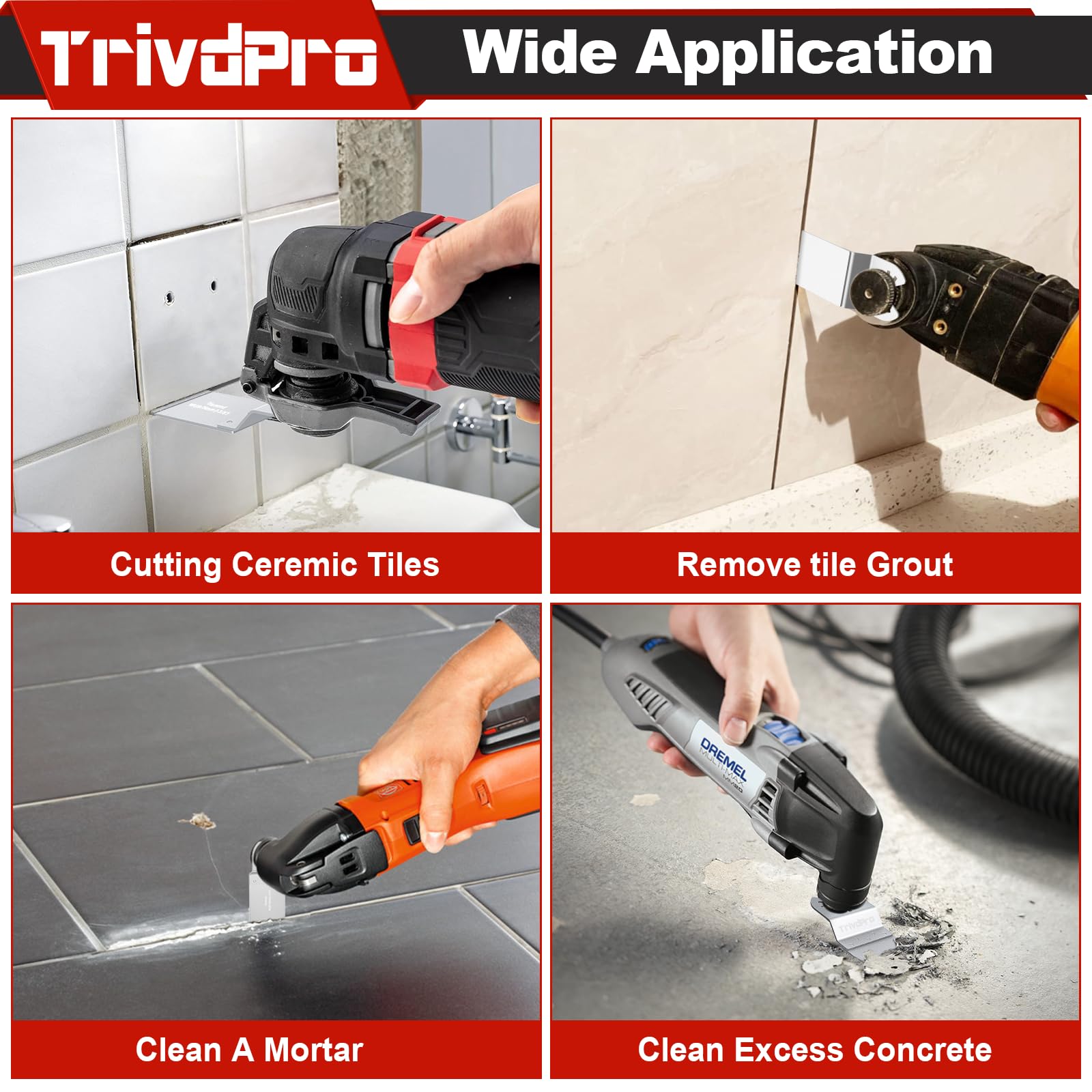 TrivdPro - Herramienta de extracción de lechada para herramienta oscilante, 15 piezas, herramienta de extracción de lechada de carburo, cuchillas oscilantes multiherramienta de diamante para azulejos