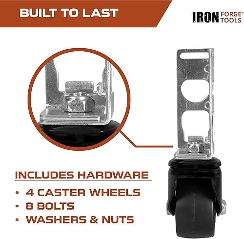 Miniatura 5 de Iron Forge Tools Ruedas giratorias de almacenamiento resistentes  Juego de 4 ruedas de bloqueo de 3 pulgadas 1360 libras. Capacidad para estanterías