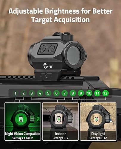 Miniatura 4 de CVLIFE MR04B - Mira compacta de punto verde, 2 MOA Motion Awake Red Dot Optics Reflex Sight, IPX7, alcance de punto rojo verde con montaje bajo y