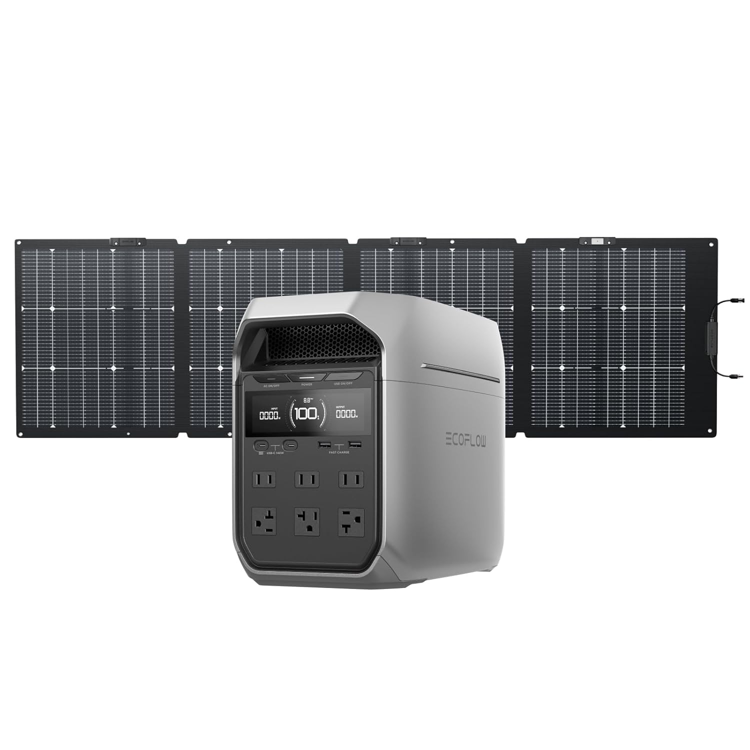 EF ECOFLOW Photo voltaic Generator DELTA 3 Plus with 220W Bifacial Photo voltaic Panel, 1000W Photo voltaic Enter, LFP(LiFePO4) Battery, Transportable Energy Station for House Backup Energy, Tenting & RVs